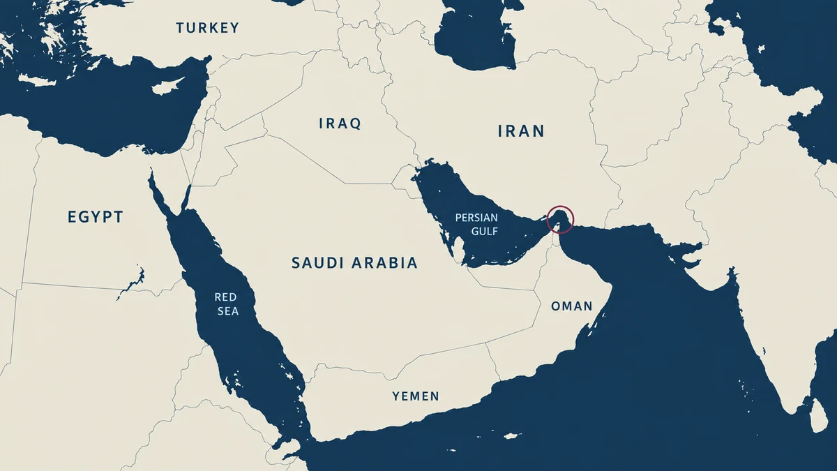 Illustrative regional map of the Middle East, Arabian Peninsula and Persian Gulf