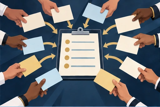AI illustration: Members’ suggestion cards contributing to a common agenda
